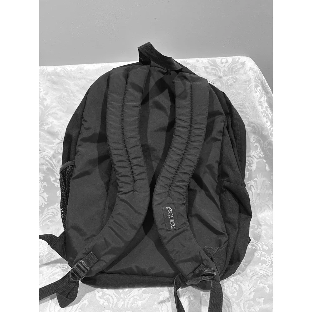 JanSport Black Backpack Multi Compartment School Or Travel Some Spots At Front